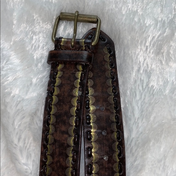 Gold and brown leather belt size XL - Picture 2 of 7